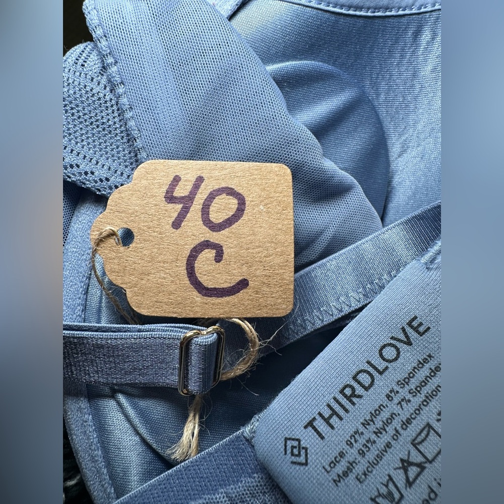 ThirdLove‎ 24/7 Lace Balconette Bra Blue Size 40C Underwire Support pretty sexy - Picture 9 of 10